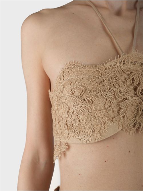 Top in lino con applicazione in pizzo ERMANNO SCERVINO | D464Y600NZB51309